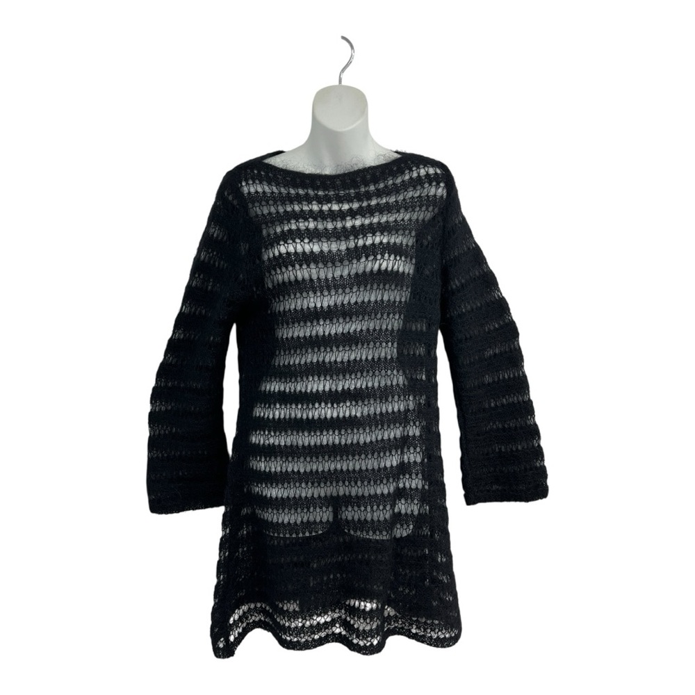 Black Long Sleeve Knit Mini Dress in Size Medium